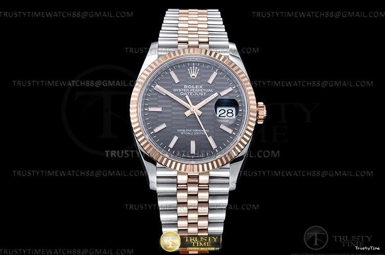 0111 Upgraded RDJ0454B – DJ 36mm Jub Flt 904L RG SS P-Grey Stk VSF VS 780